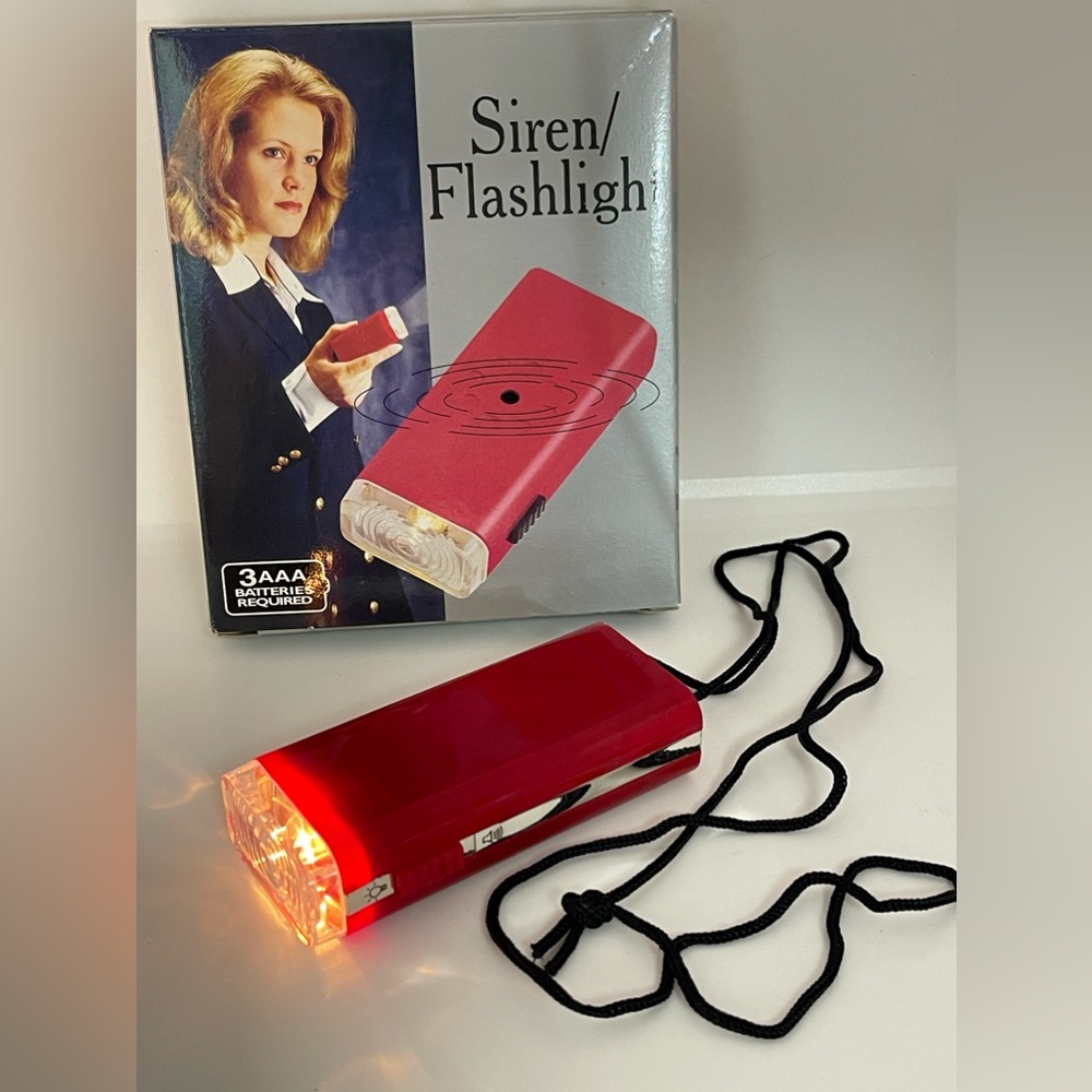 Siren/Flashlight Red Hanging Cord 3 AAA Batteries Required Great Gift Elderly